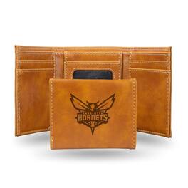Rico Industries - Charlotte Hornets NBA Laser Engraved Brown Trifold Wallet - Multi