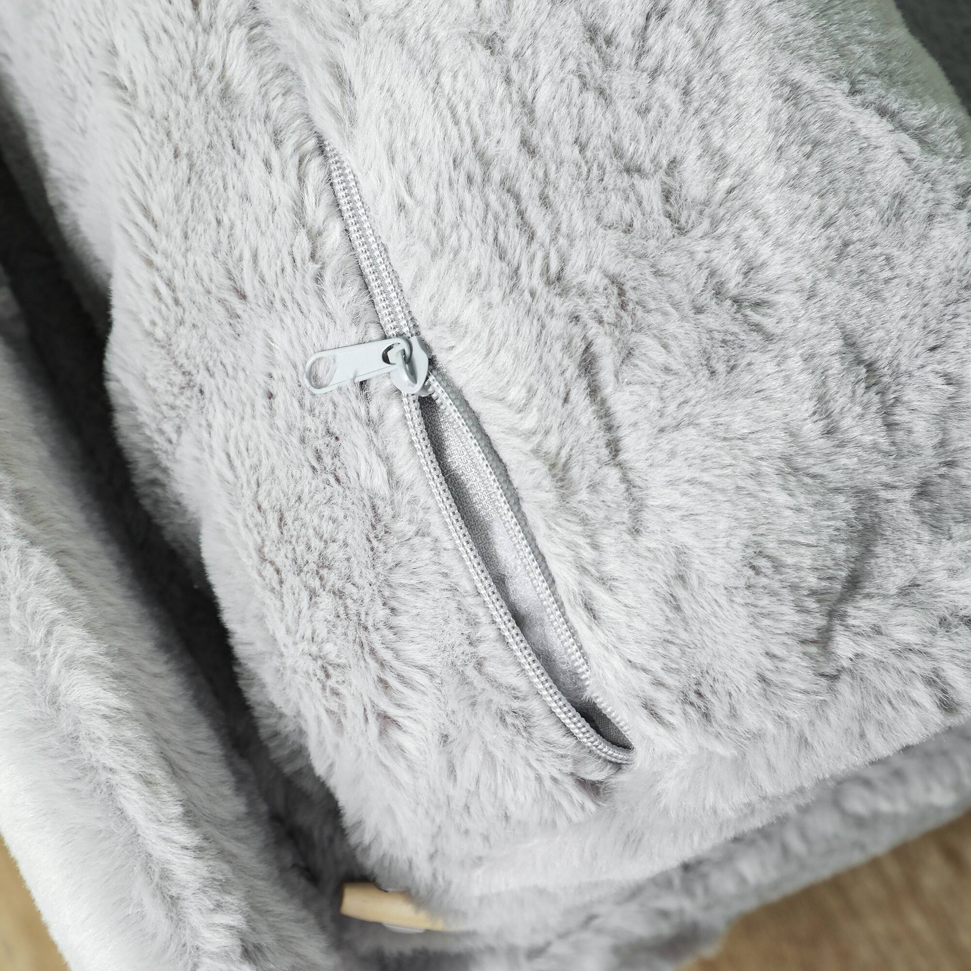 Alt View 4. Pawhut - Sofa Bed, Elevated Pet Sofa with Cushion, Pillow, Removable & Washable Covers, with Pads, Medium Dogs - Light Gray.