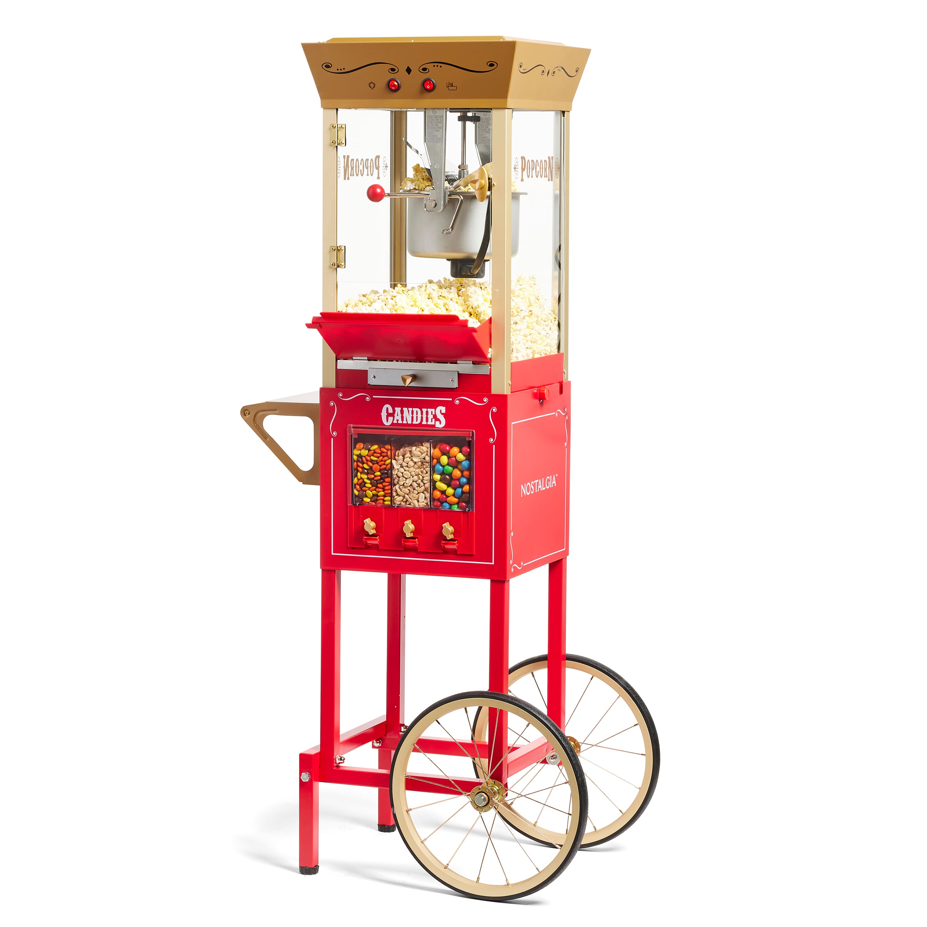 Nostalgia - 53-in. Popcorn Cart with Candy Dispenser - Red