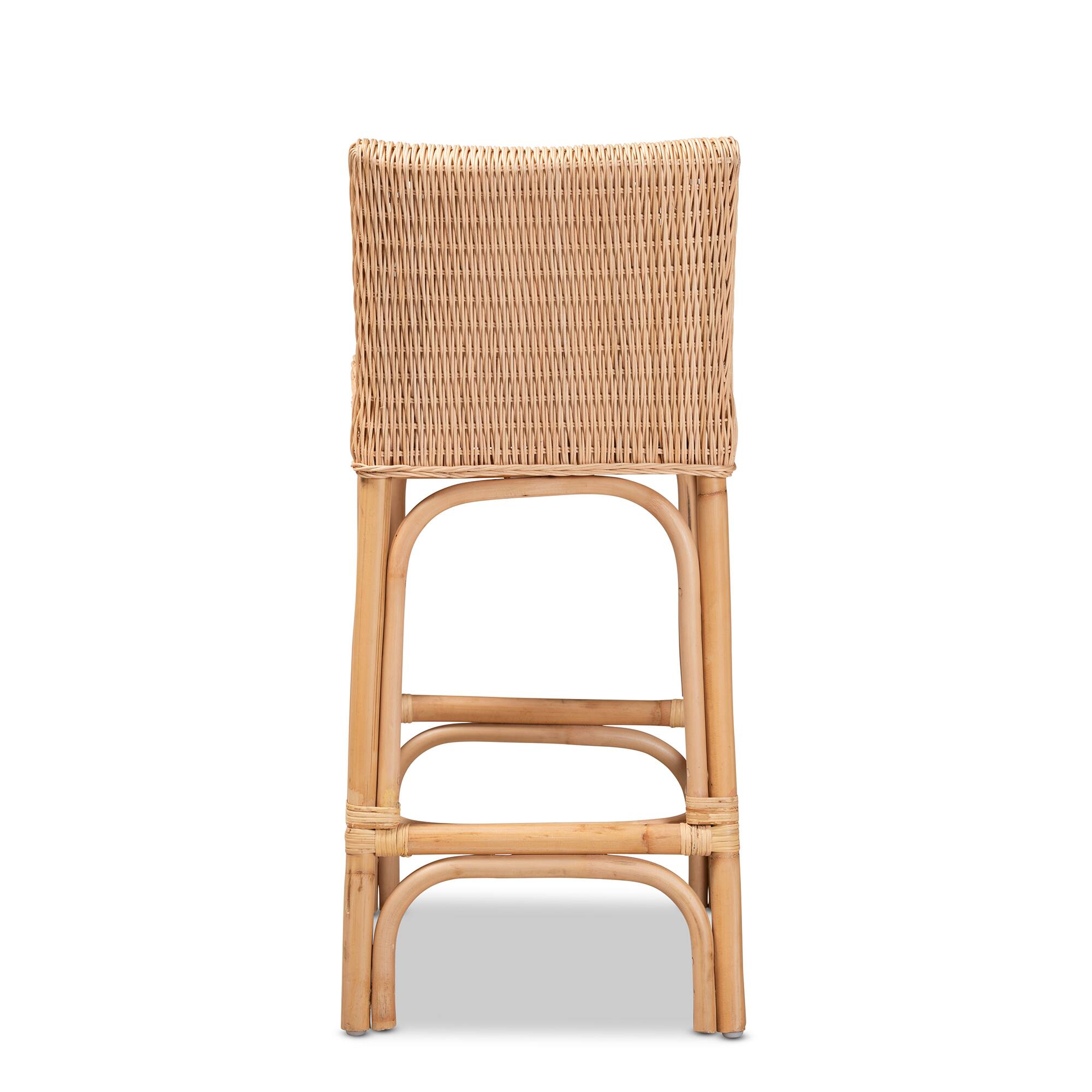 Back. bali & pari - Athena Modern and Contemporary Natural Finished Rattan Counter Stool - Natural.
