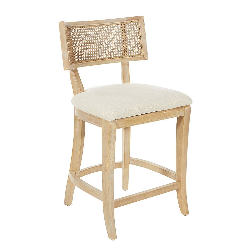 Angle. OSP Home Furnishings - Alaina 26" Counter Stool in Linen Fabric with Coastal Wash - Linen.