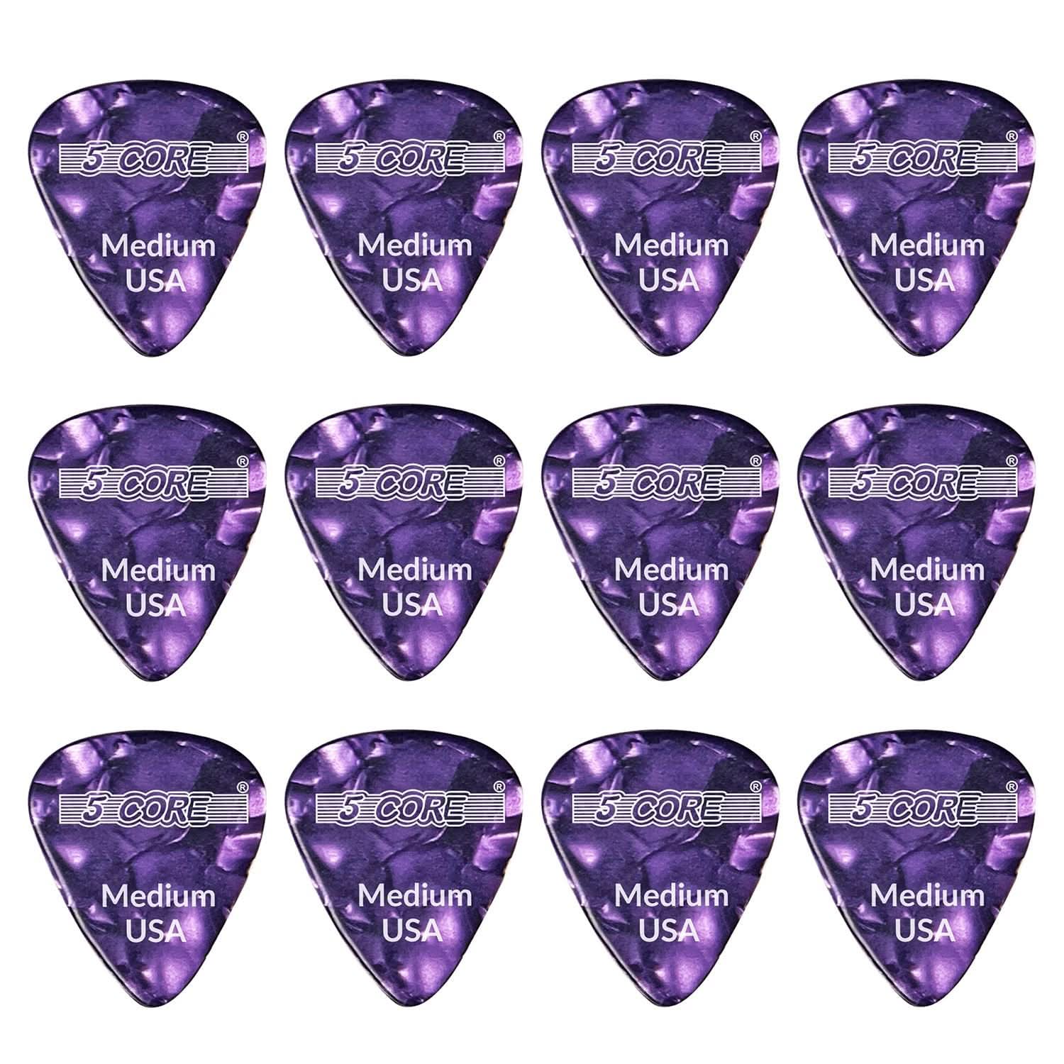 5 CORE - 5Core Guitar Picks 0.71mm Celluloid Medium Gauge Pick - Acoustic Electric 12Pcs - Purple