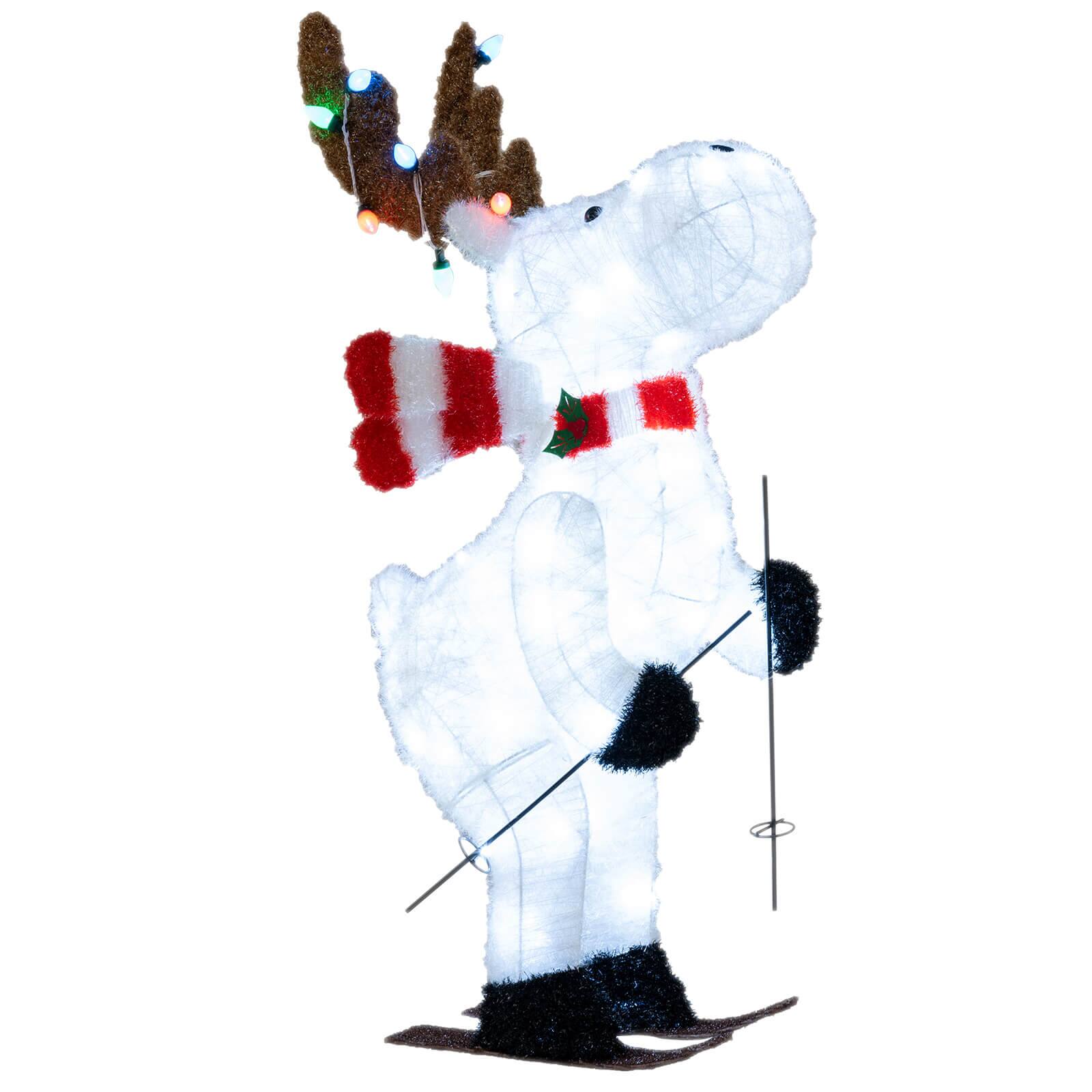 Alt View 1. Costway - Costway 44" Animated Christmas Reindeer with 12 Colorful Lights & 98 Cold White LEDs - White.