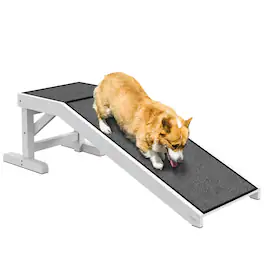 Pawhut - Dog Ramp for Bed, Pet Ramp for Dogs with Non-Slip Carpet and Top Platform, 49" x 16" x 14" - White