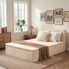 Ovios - Full 16" Plush Mattress with Memory Form in a Box, Detachable Headboard Included - Beige