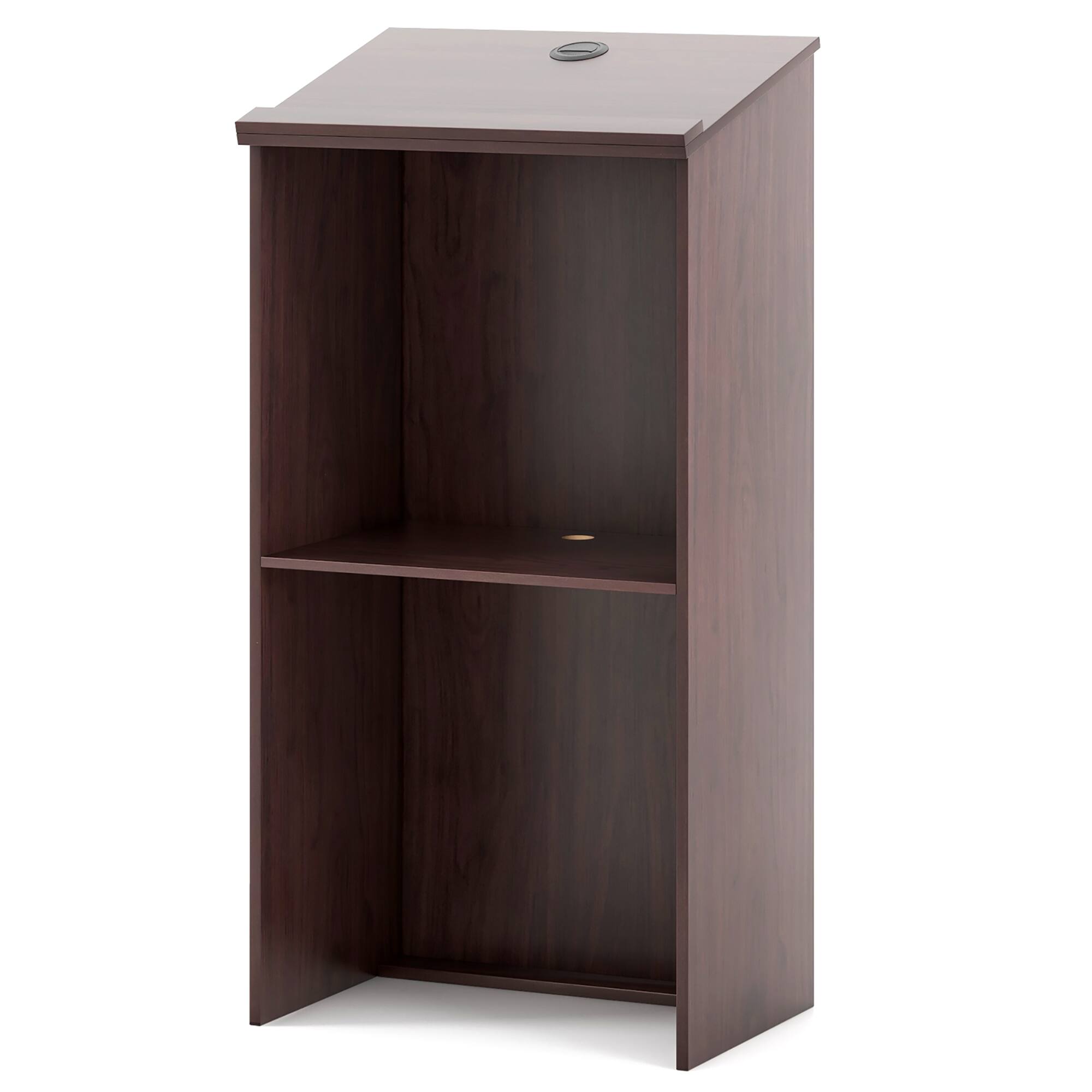 Alt View 9. Gymax - Gymax 46'' Podium Stand Hostess Stand w/ Tilted Desktop & Edge Stopper Pulpits - Brown.