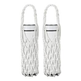 Unique Bargains - 2pcs Crochet Water Bottle Carrier Bag, Handwoven Cotton Rope with Braided Handle for Travel - White