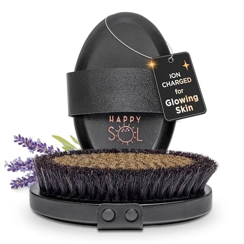 DORLUKFU - Copper Dry Brushing Body Brush for Lymphatic Drainage by HAPPY SOL - Ion Charged Copper Bristles for Glowing Skin,