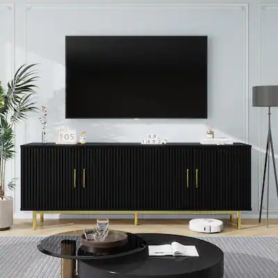 Vipbear 70" Fluted TV Stand, Entertainment Center with Storage Adjustable Shelf, Modern TV Console Black TS02-BL - Best Buy Vipbear 70" Fluted TV Stand, Entertainment Center with Storage Adjustable Shelf, Modern TV Console Black TS02-BL - Best Buy