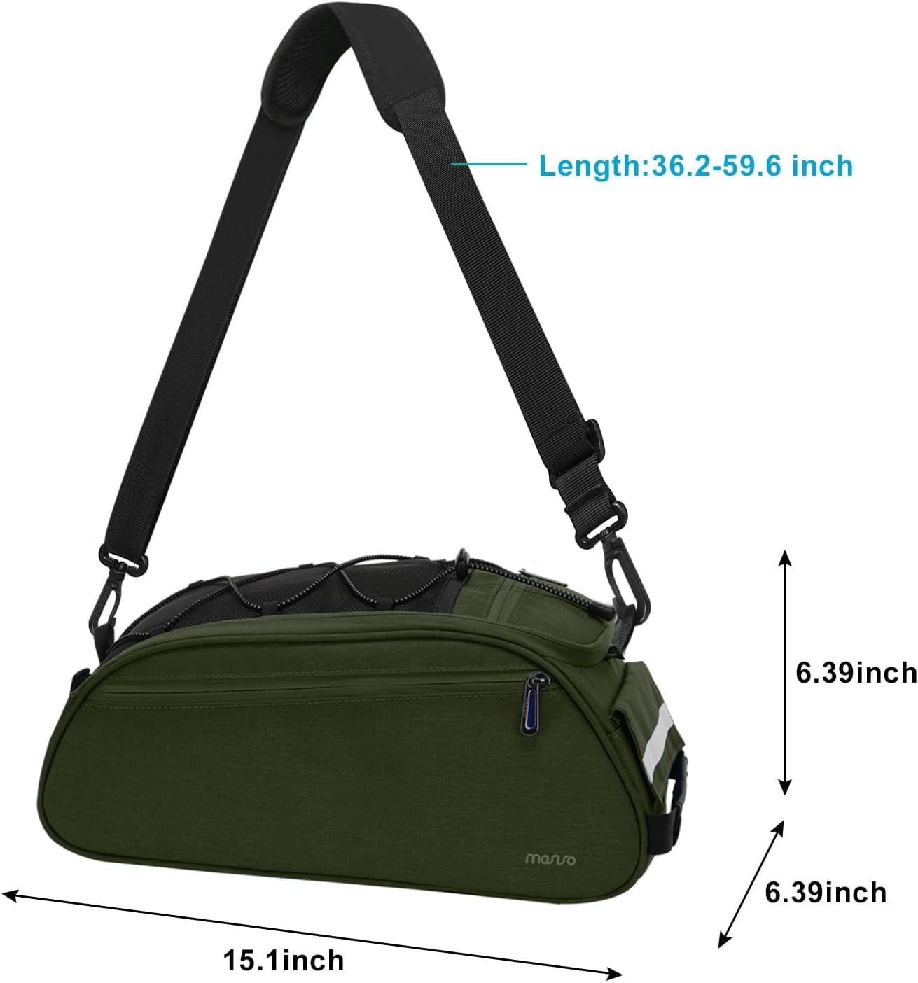 Length: 36.2-59.6 inch  
6.39 inch  
6.39 inch  
15.1 inch