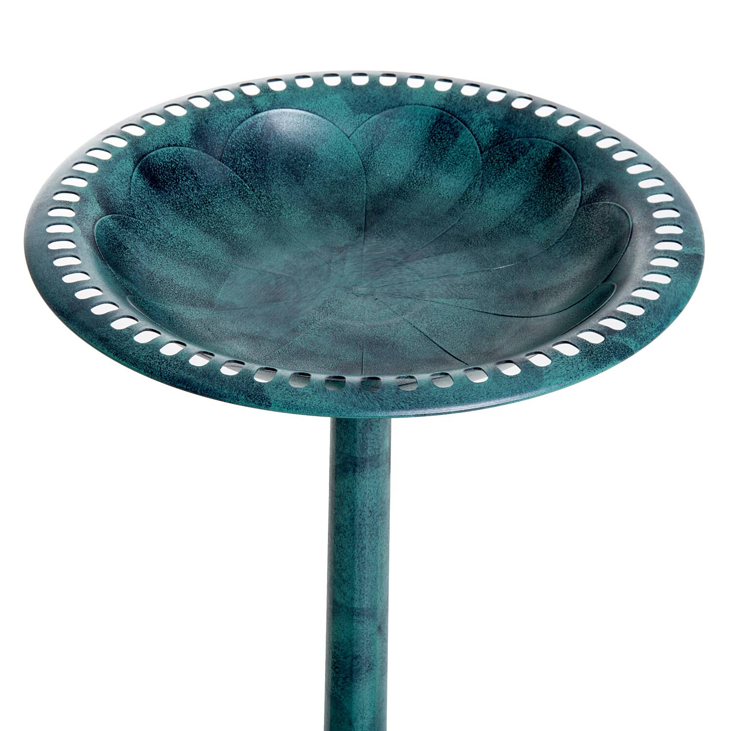 Alt View 7. Outsunny - 28'' Bird Bath Outdoor Resin Decor with Fleur De Lis Pattern, Time-Worn Finish - Verdigris (Green).