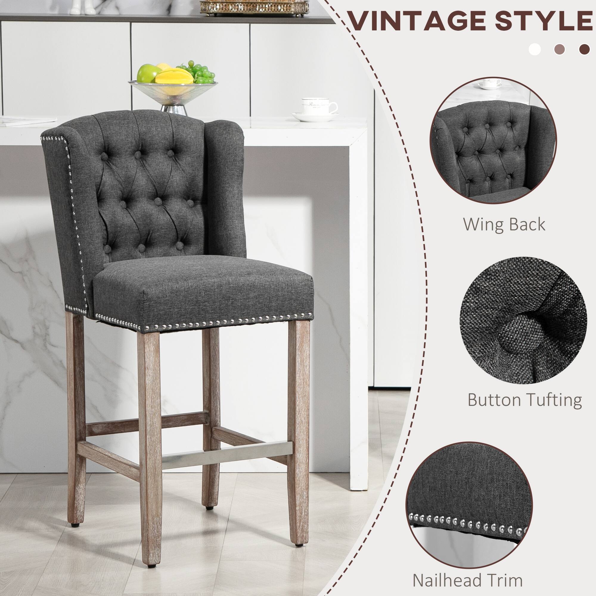 VINTAGE STYLE

- Wing Back
- Button Tufting
- Nailhead Trim