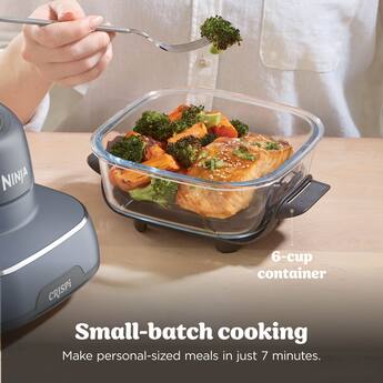 Ninja Crispi 4 in 1 Portable Glass Air Fryer Cooking System with 2 Glass Containers, Crisper Plates & Storage Lids Gray