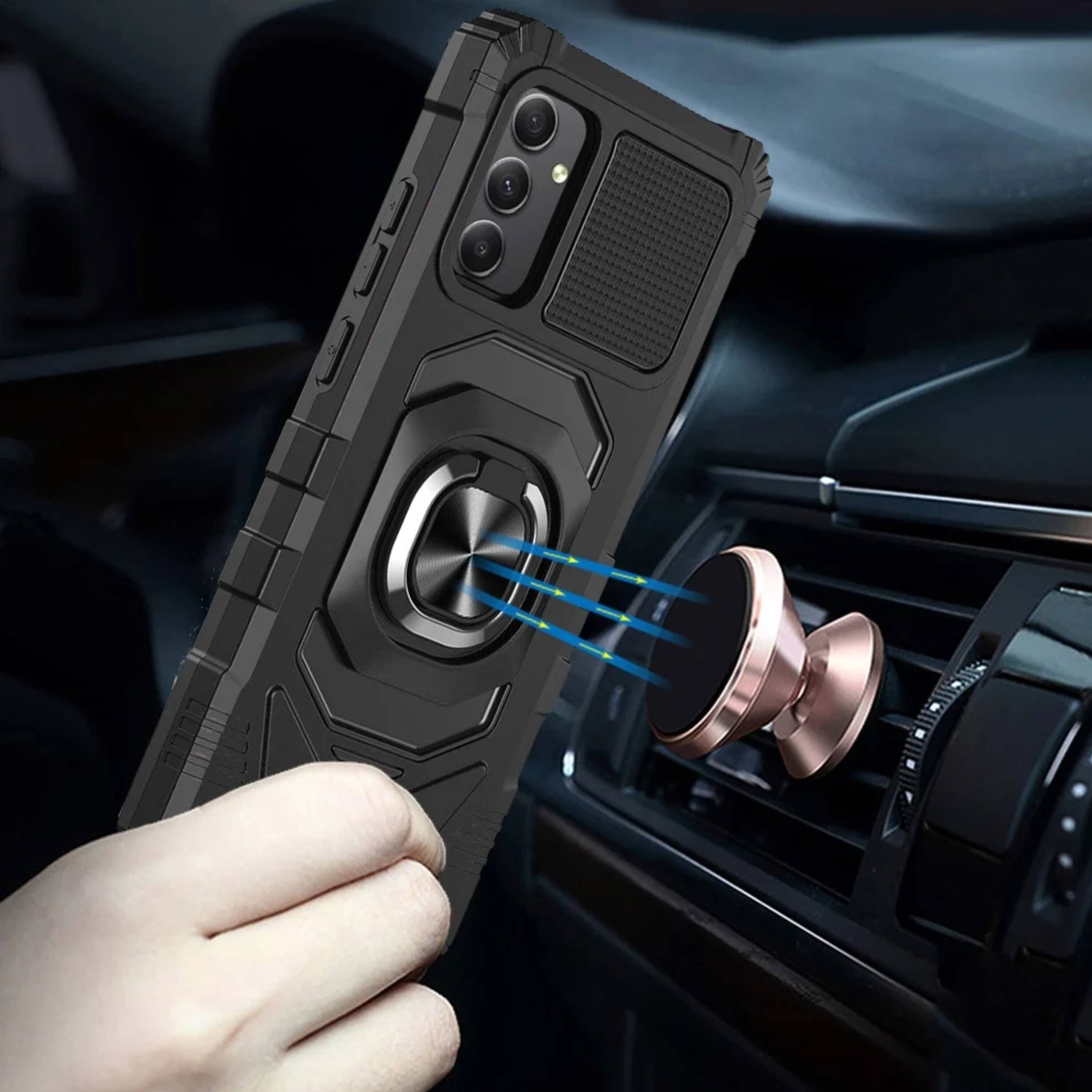 Left. Kitcheniva - Magnetic Ring Stand Case For Samsung Galaxy A15 5G Rugged Protection Black - Black.