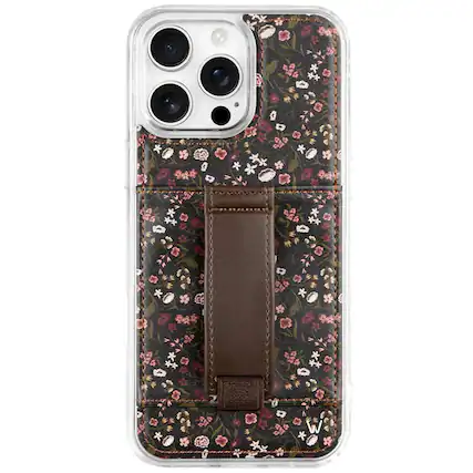 Front. Walli Cases - Twilight Blossom Phone Case with Wallet and Finger Strap for iPhone 16 Plus - Twilight Blossom.