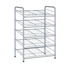 Oumilen - 5-Tier Silver Metal Can Organizer Rack, Rolling Can Storage Holder for Kitchen Pantry Cabinet - Silver