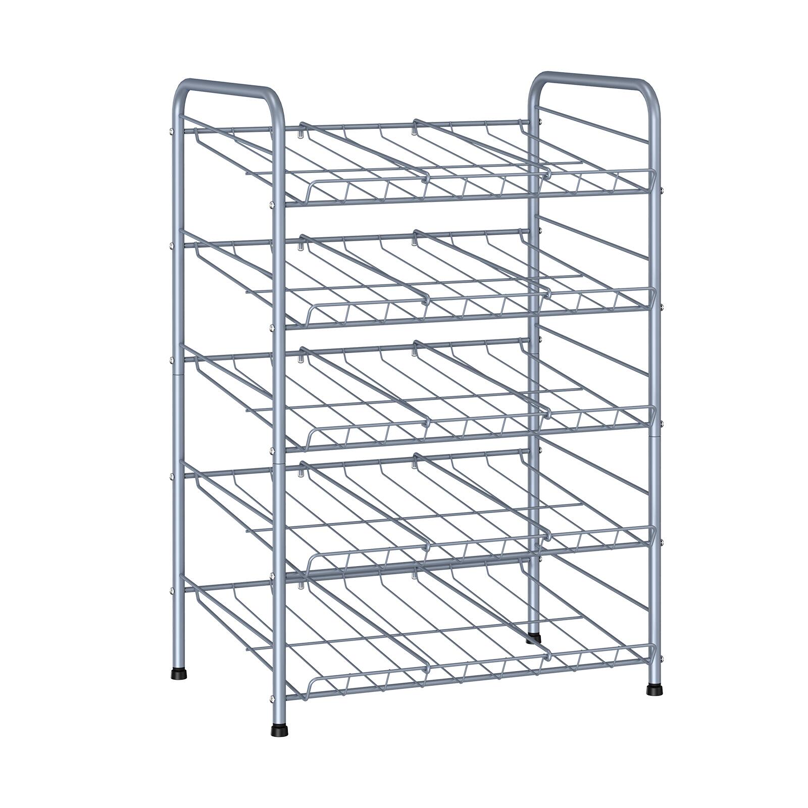 Front. Oumilen - 5-Tier Silver Metal Can Organizer Rack, Rolling Can Storage Holder for Kitchen Pantry Cabinet - Silver.