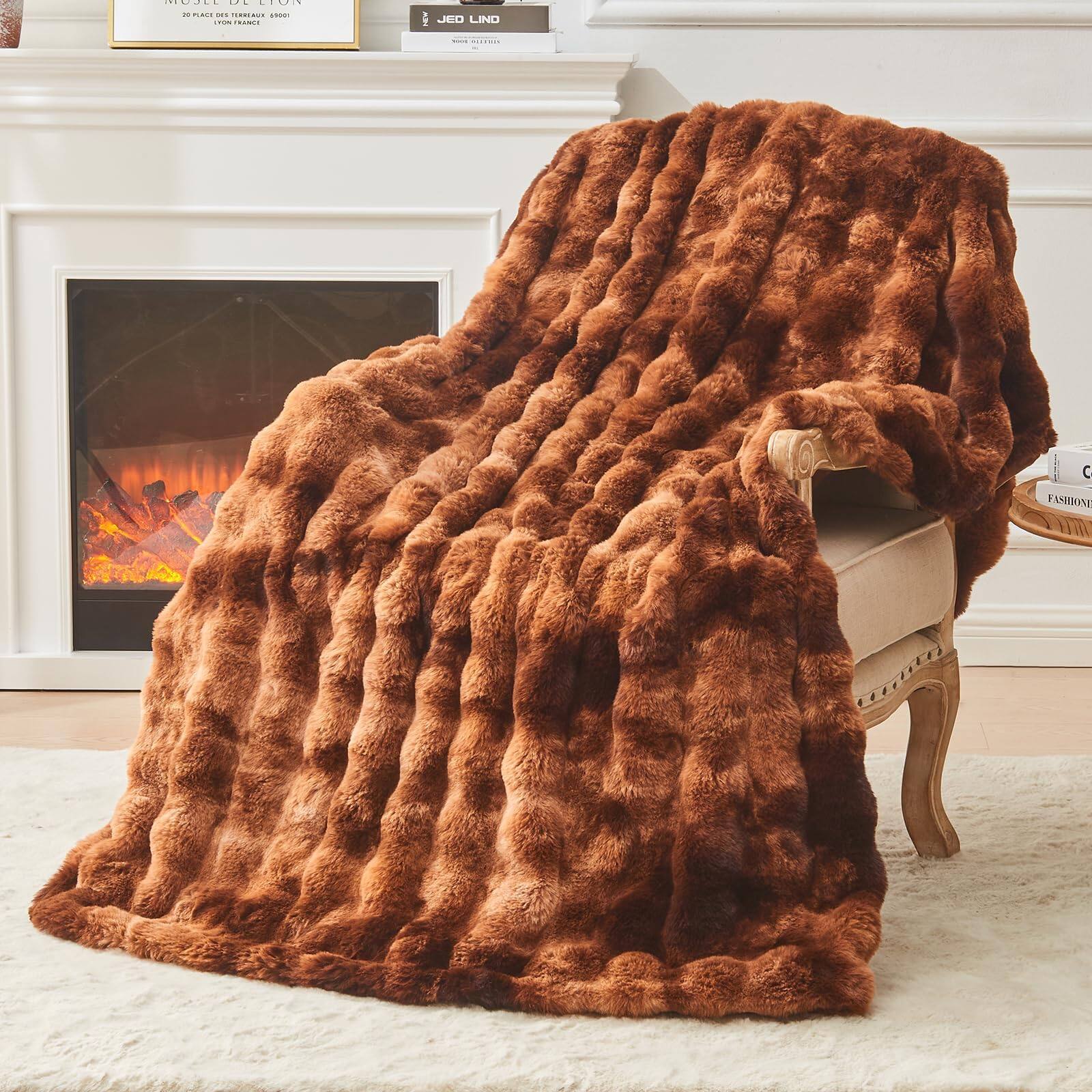 Fur Dye Brown Throw