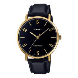 Casio - Men’s Gold Tone Analog Watch with Dial - MTP-VT01GL-1B2UDF - Black