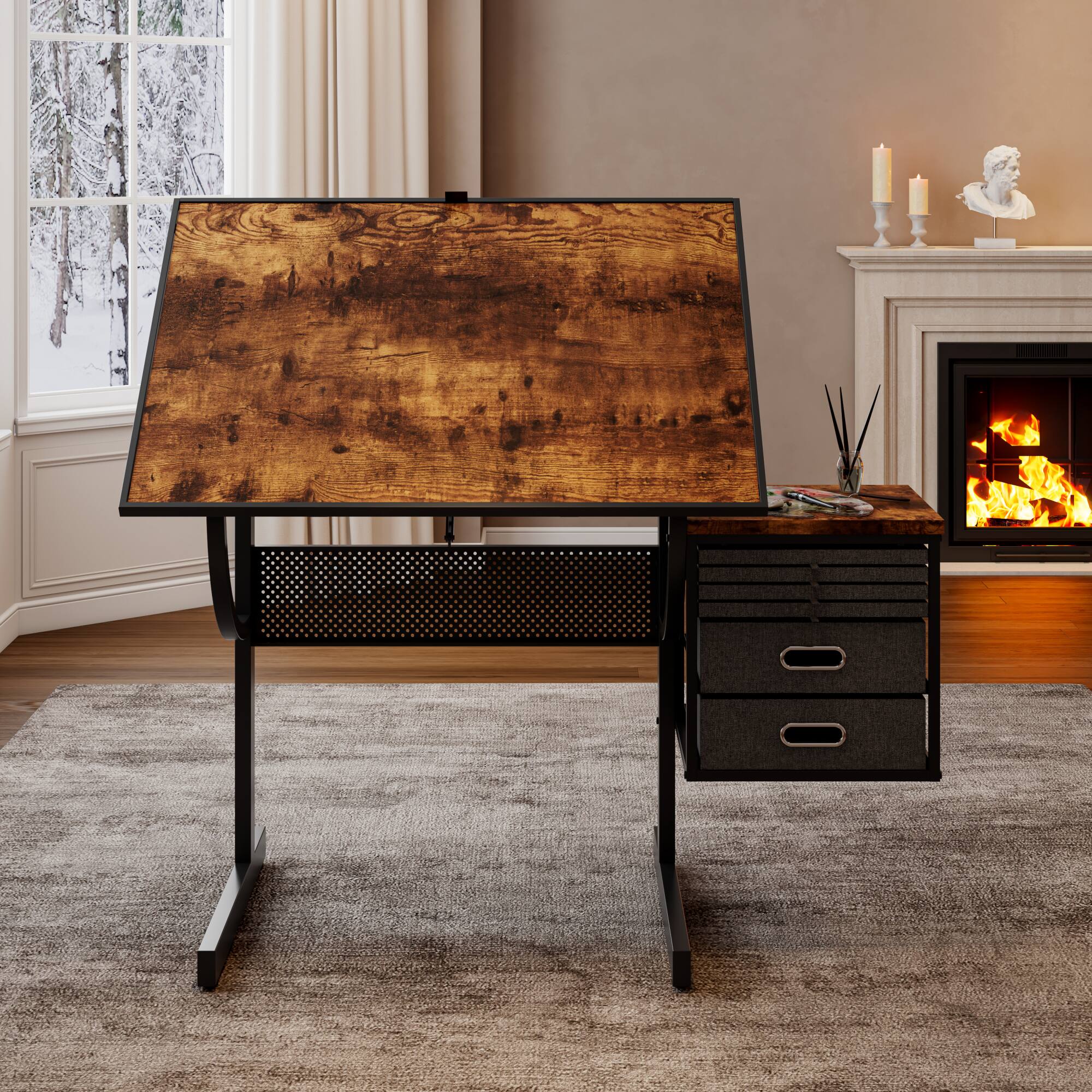 Angle. GOODSILO - 1500-Piece Jigsaw Puzzle Table with Adjustable Angle, Storage Trays, and Desk Cover for Adults - Black.