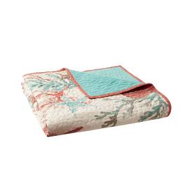 Gracie Mills - Koreen Coastal Cotton Quilted Oversized Throw Blanket - Coral