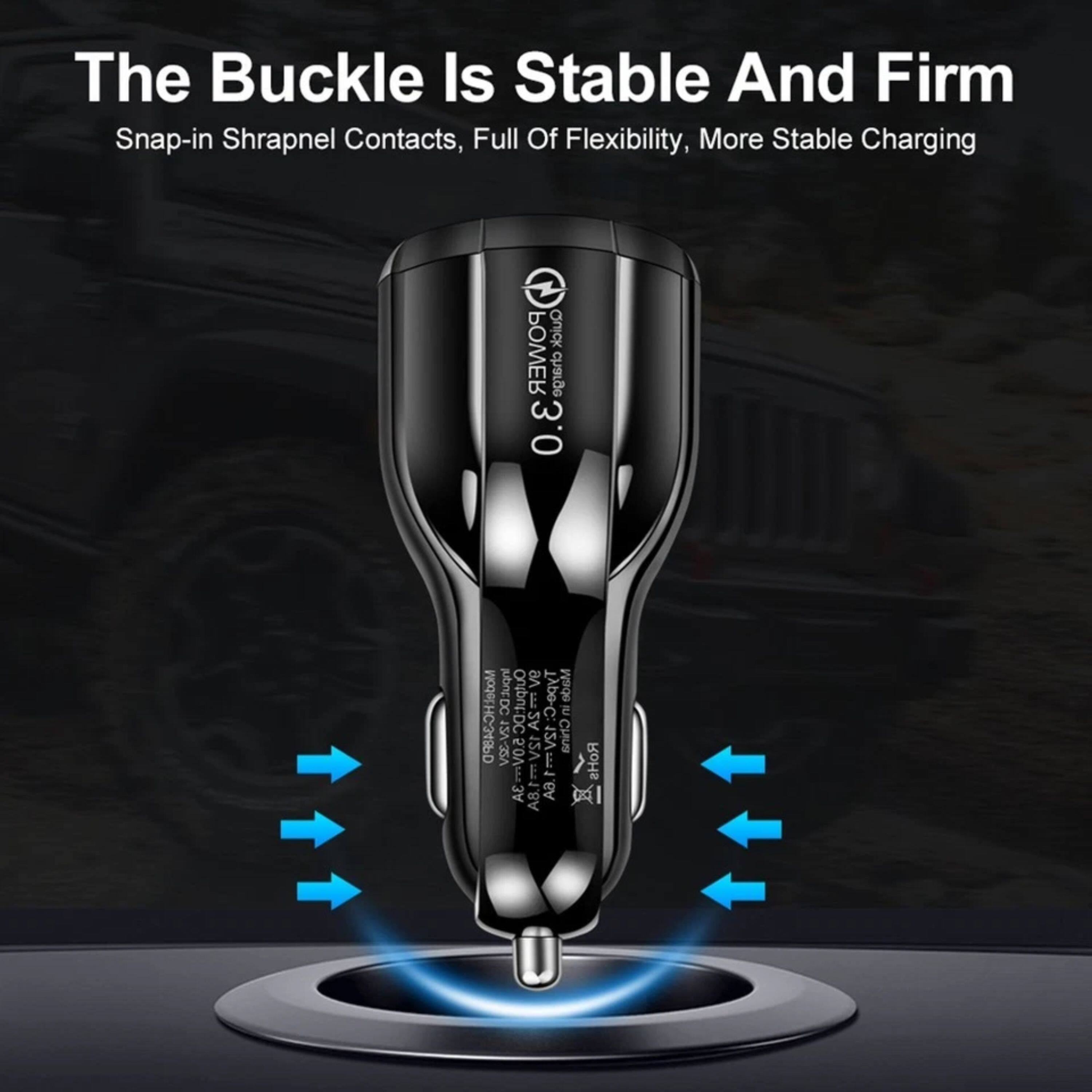 The Buckle Is Stable And Firm  
Snap-in Shrapnel Contacts, Full Of Flexibility, More Stable Charging  

Quick POWER charge 3.0  
NB Made DC JubREDC Output: DC  
Type-C: e Modet: HC-348PD  
12V-32V 5.0V- DC 2A 12V 12V  

China RoHs E - A8