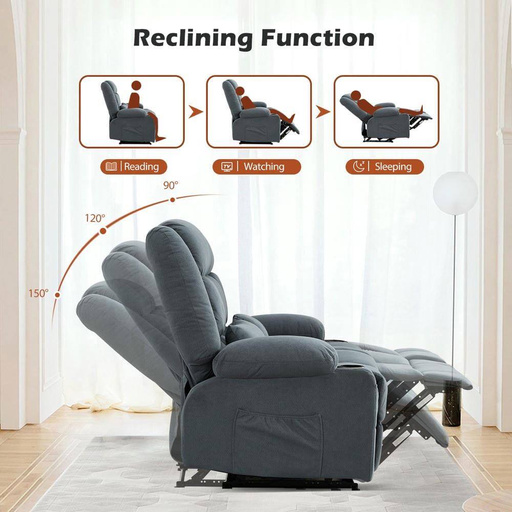 Reclining Function

- Reading: 90°
- Watching: 120°
- Sleeping: 150°