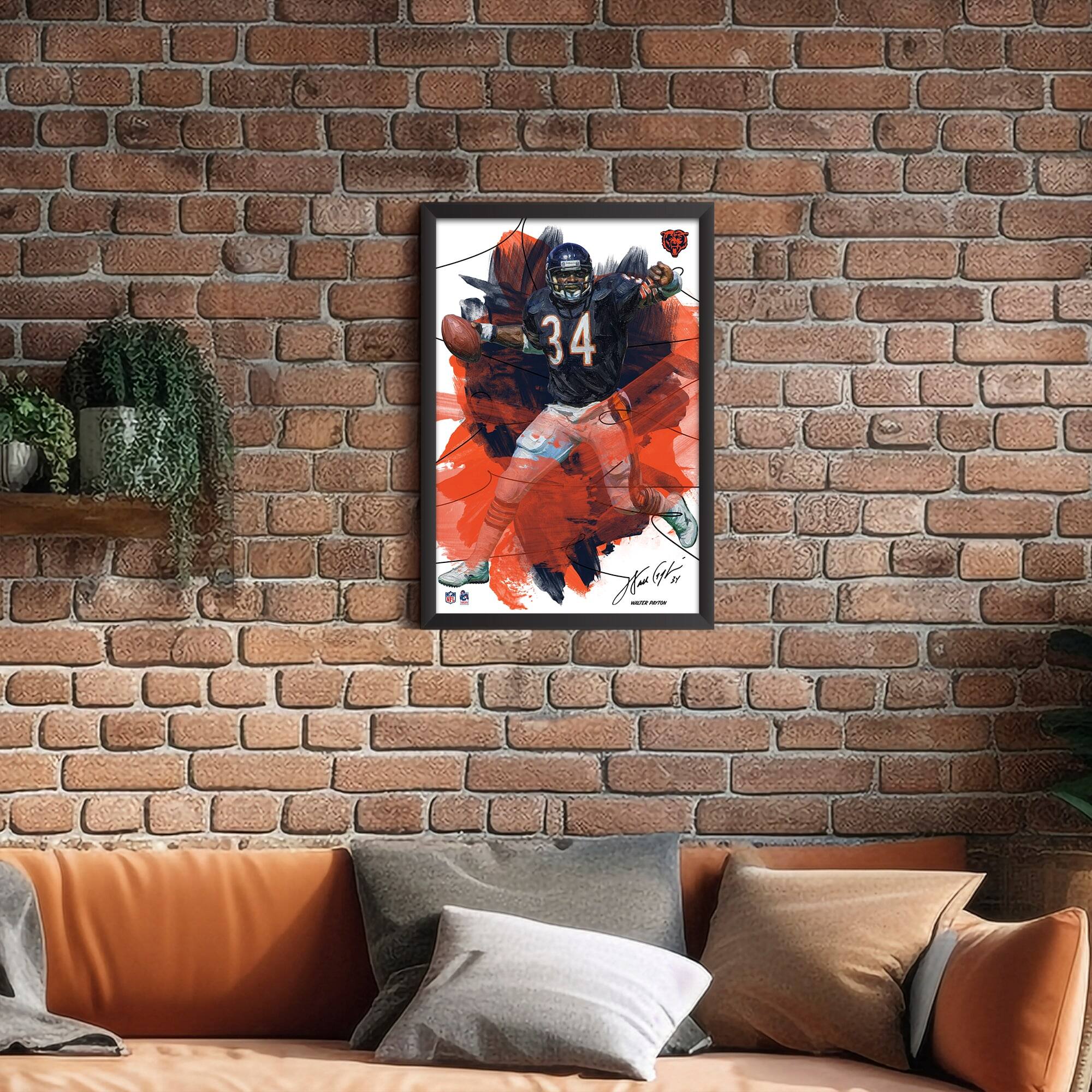 Alt View 1. Sporticulture - Walter Payton Chicago Bears 14" x 20" Brush Stroke Player Framed Art Print - Multicolor.