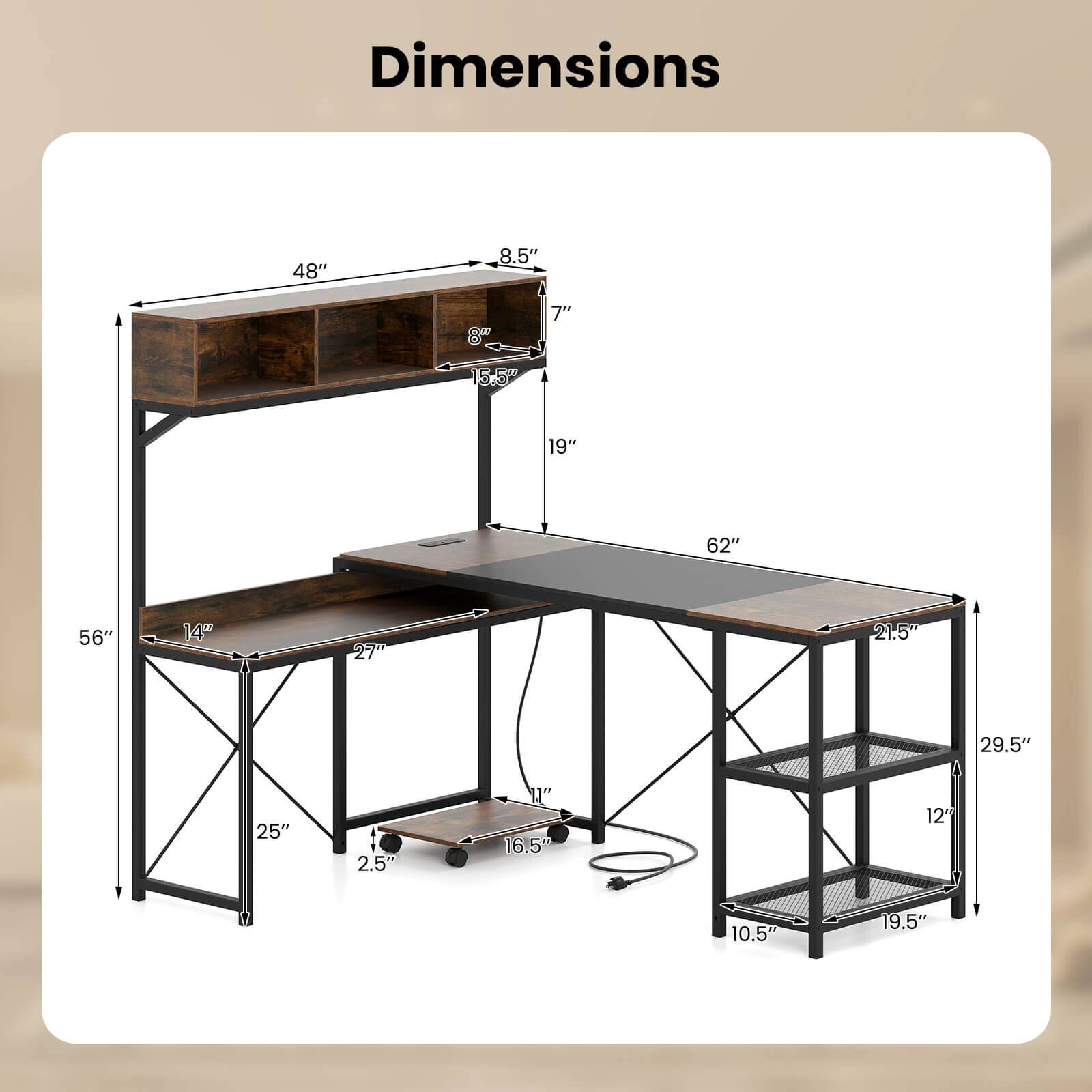 Dimensions: 48" x 8.5" x 7" x 15.5" x 19" x 62" x 56" x 14" x 27" x 21.5" x 29.5" x 25" x 2.5" x 11" x 16.5" x 12" x 0" x 10.5" x 19.5"