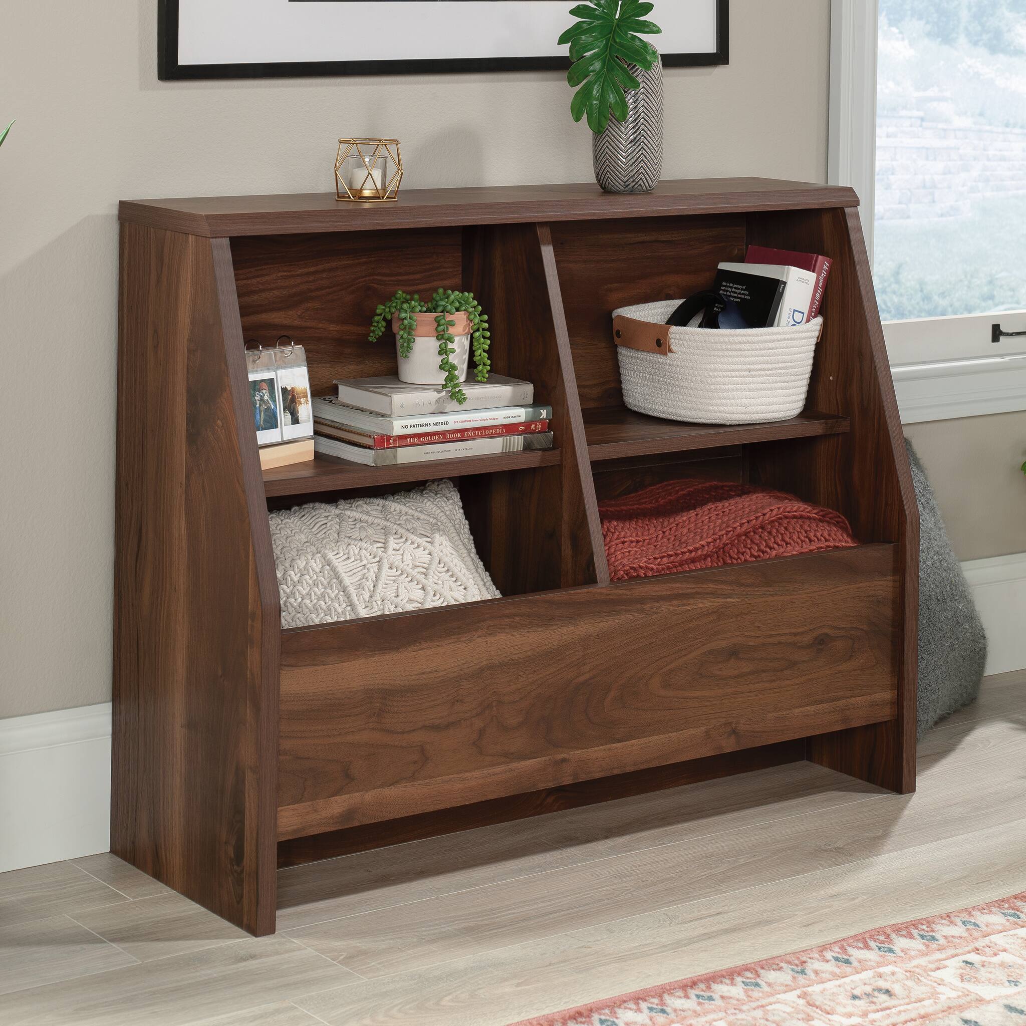 Sauder Willow Place Bookcase Footboard with Storage Bins Grand Walnut