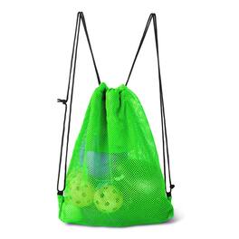 GSE Games & Sports Expert - 19"x15" Mesh Drawstring Backpack Bag for Sports Gym Gear, Backpacking, Camping Gear, Travel - Green