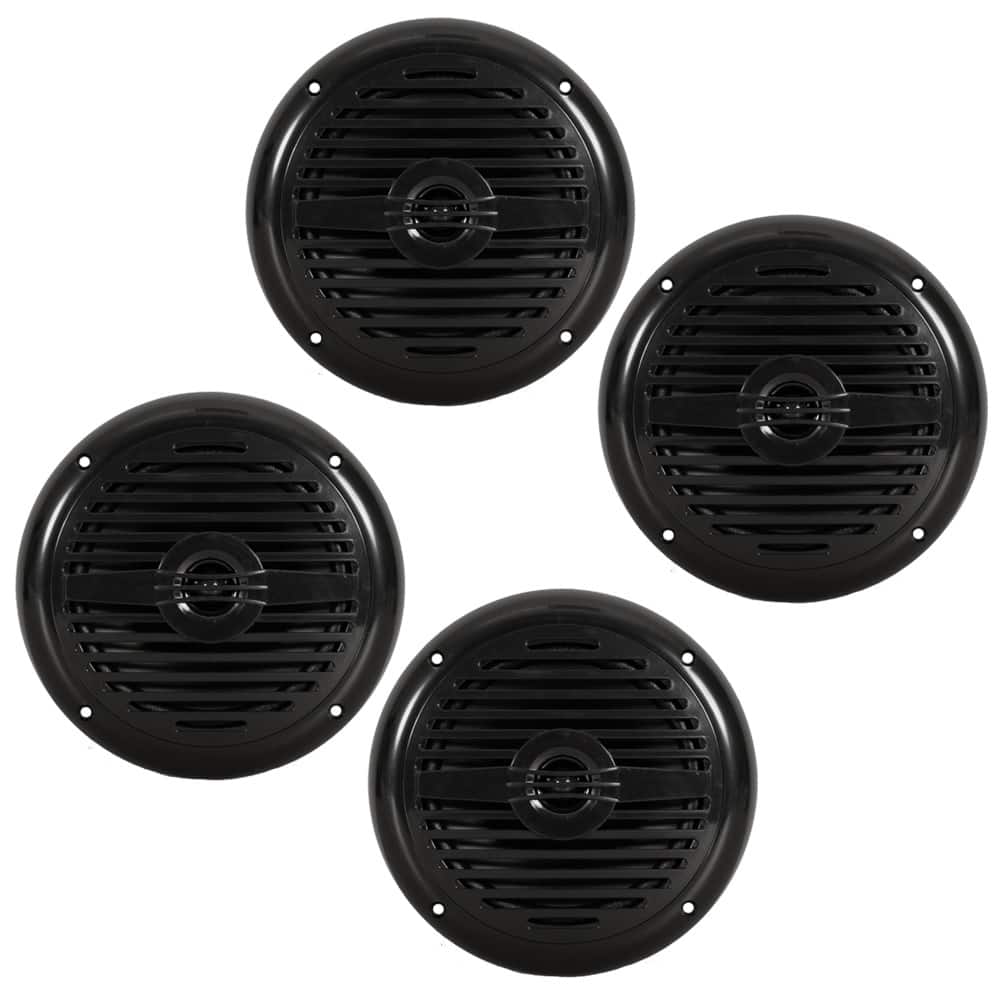 Acoustic Audio by Goldwood - MRN65B Waterproof Flush Mount Marine 6.5" Speakers Passive 2 Pair Pack - Black