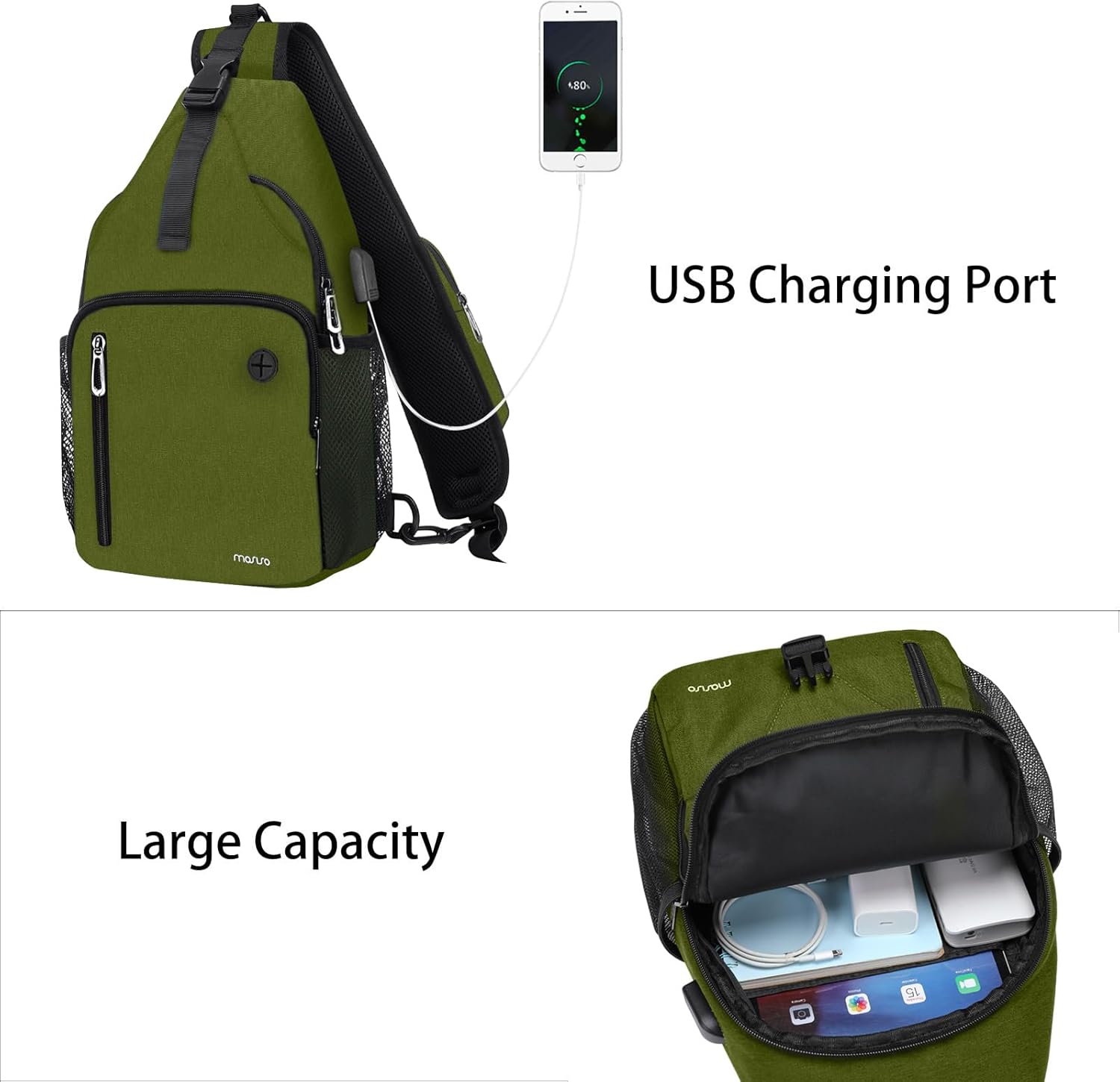 - USB Charging Port
- Large Capacity