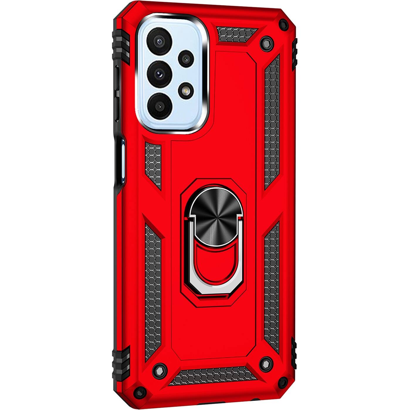 Angle. SaharaCase - Military Kickstand Series Case for Samsung Galaxy A23 5G - Red.