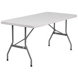 Emma + Oliver - 5-Foot Plastic Folding Table - Granite White