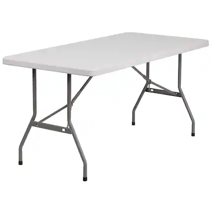 Front. Emma + Oliver - 5-Foot Plastic Folding Table - Granite White.