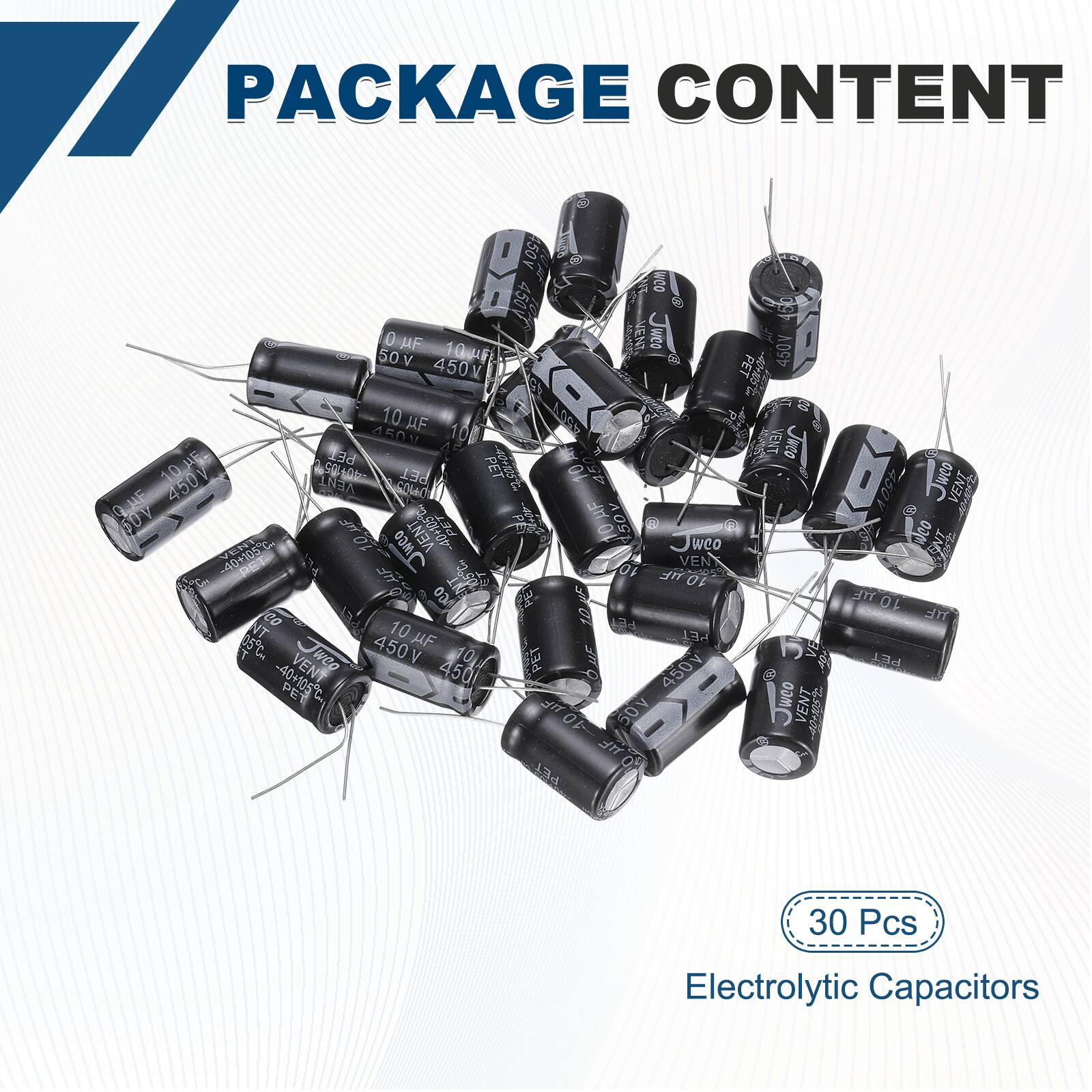 PACKAGE CONTENT

- 50V 10 µF 450V
- 450V 10 µF 10 A
- 4000 PE
- 450V Sher
- 450V 10 µF 10 A
- 450V Jwco
- 450V 10 µF 150V
- 450V 10 µF
- 450V 10 µF
- 450V 10 µF
- 450V 10 µF
- 450V 10 µF
- 450V 10 µF
- 450V 10 µF
- 450V 10 µF
- 450V 10 µF
- 450V 10 µF
- 450V 10 µF
- 450V 10 µF
- 450V 10 µF
- 450V