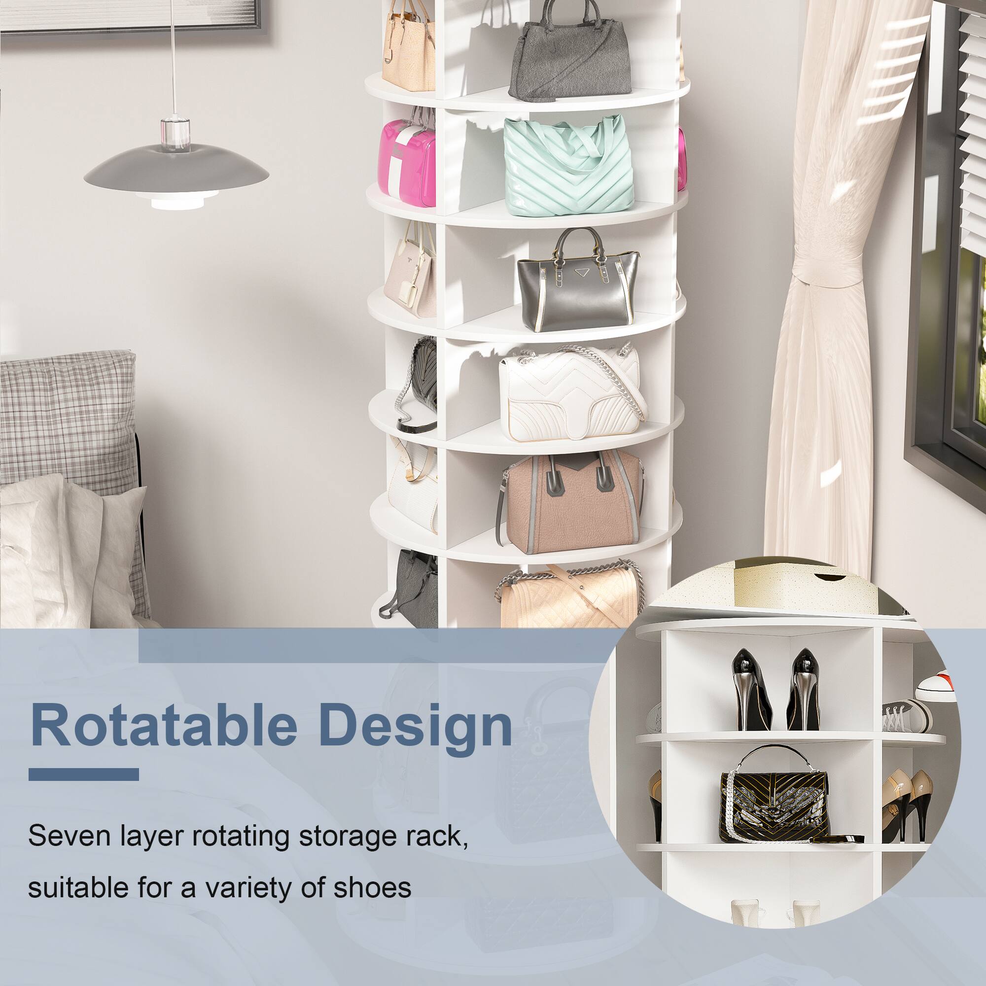 Rotatable Design

Seven layer rotating storage rack, suitable for a variety of shoes