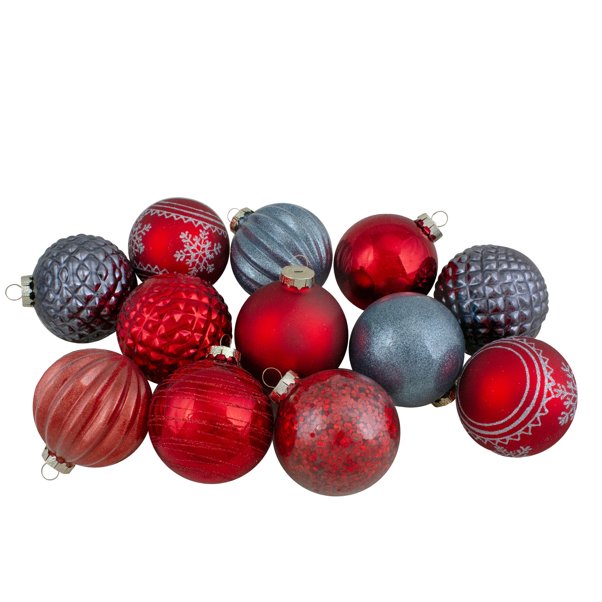 Northlight - Glass Ball Christmas Ornaments - 3.25" - Red and Blue - Set of 12 - Multi