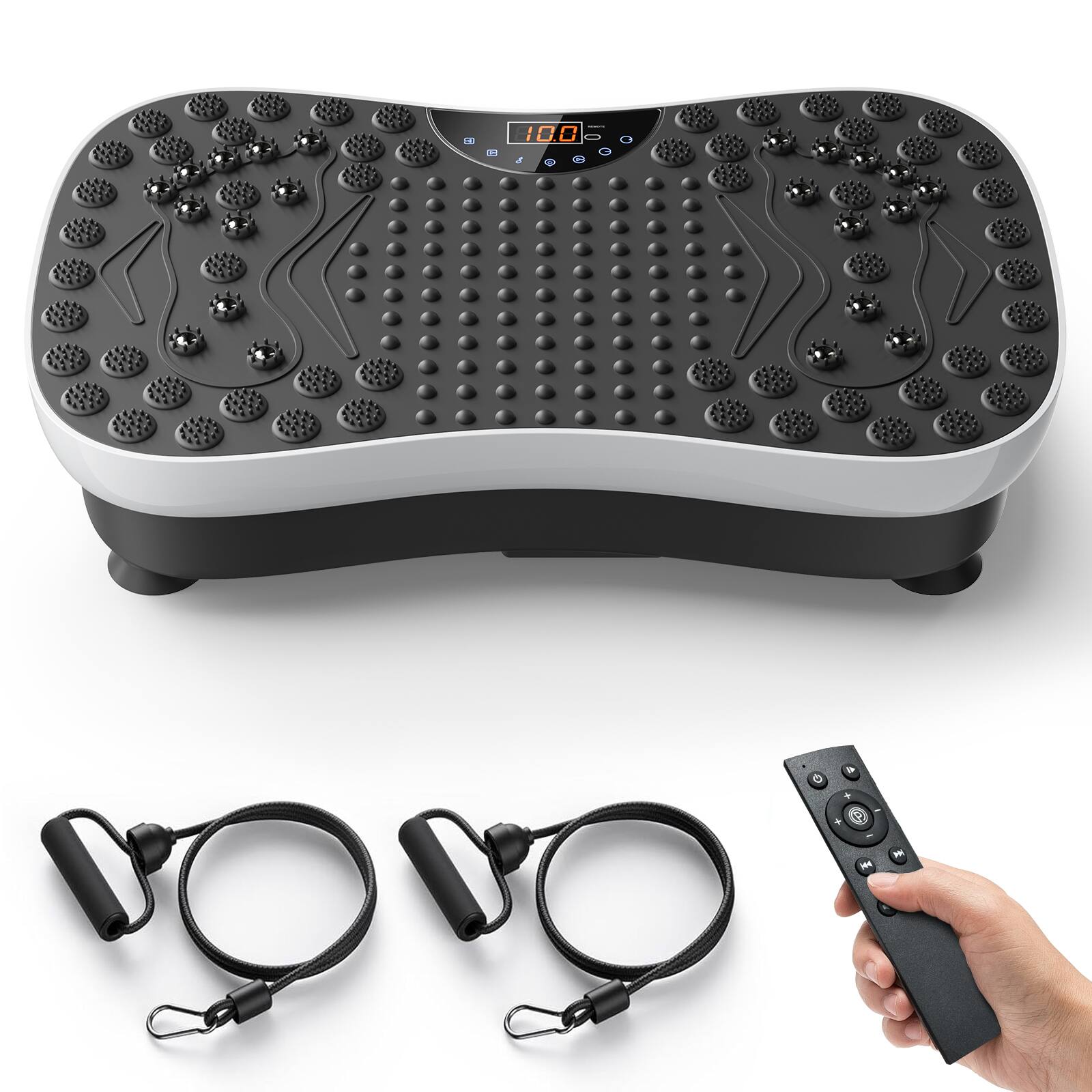 Front. Sugift - Vibration Plate Exercise Machine with 99 Speed Levels, Bluetooth Music, Remote Control & Resistance Bands - Black.