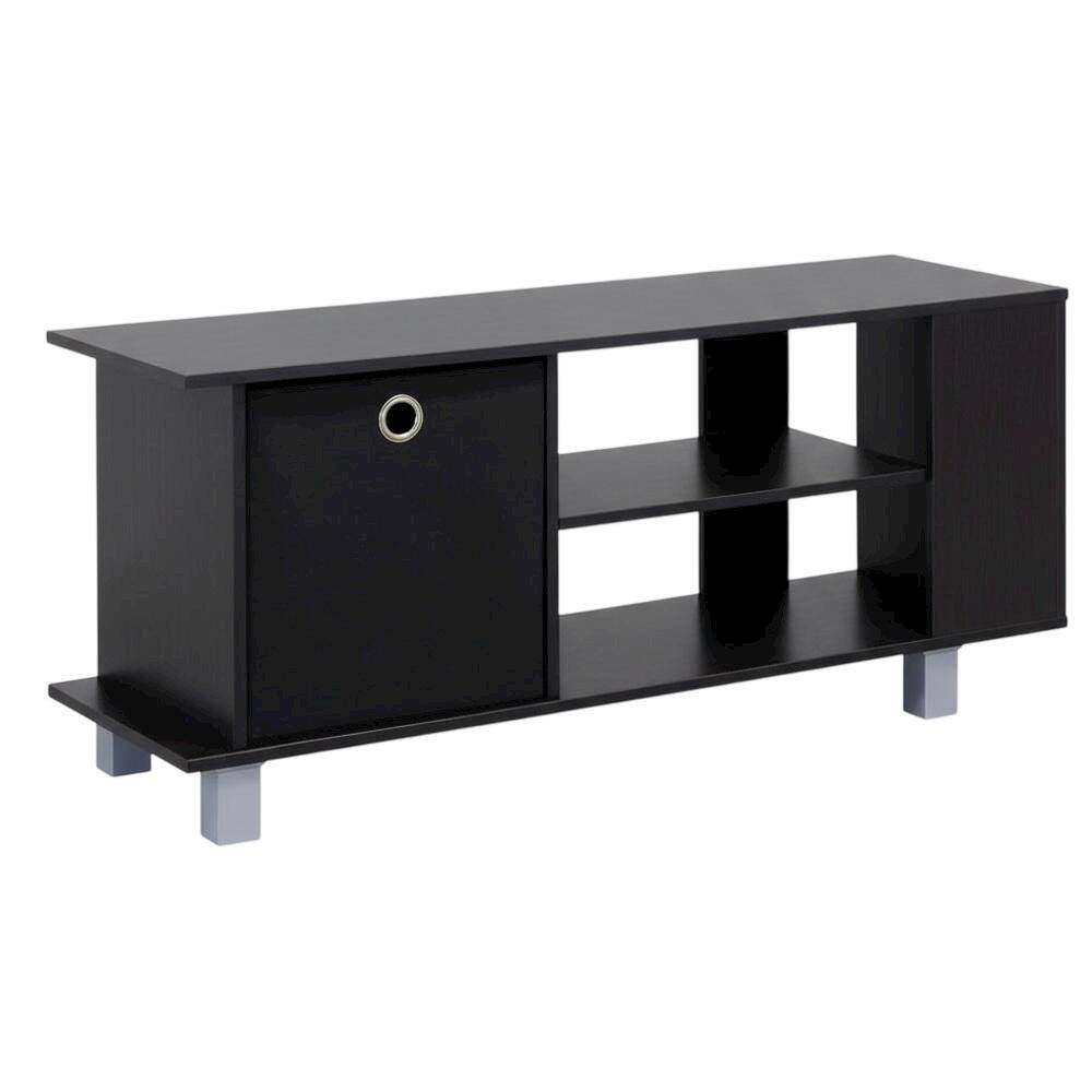 Front. FurniFact - Simplistic TV Stand with Black Espresso Finish and Bin Drawers for Storage - Brown.