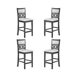 New Classic Furniture - Gia Wood Counter Chair with Fabric Seat (Set of 4) - Gray