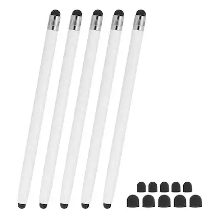 Front. Unique Bargains - 5pcs Stylus Pens 2 in 1 High Sensitivity Universal Pen Capacitive Stylus for Phone Tablets Laptop Touch Screen Devices - White.