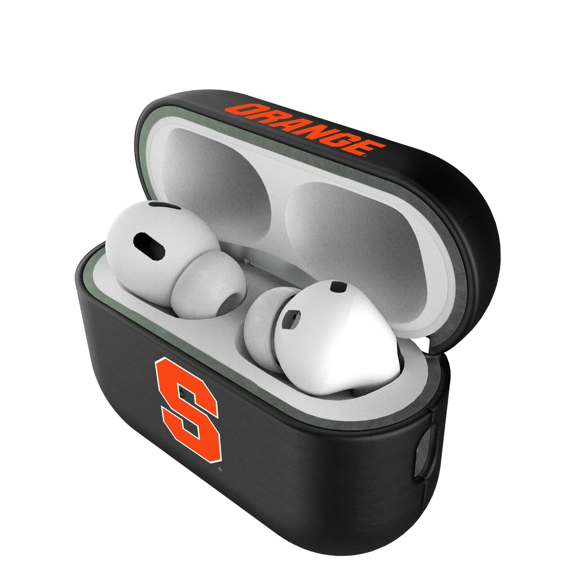 Alt View 3. Keyscaper - Syracuse Orange Syracuse Orange Insignia 2nd Gen AirPods Pro Case Cover - Black.