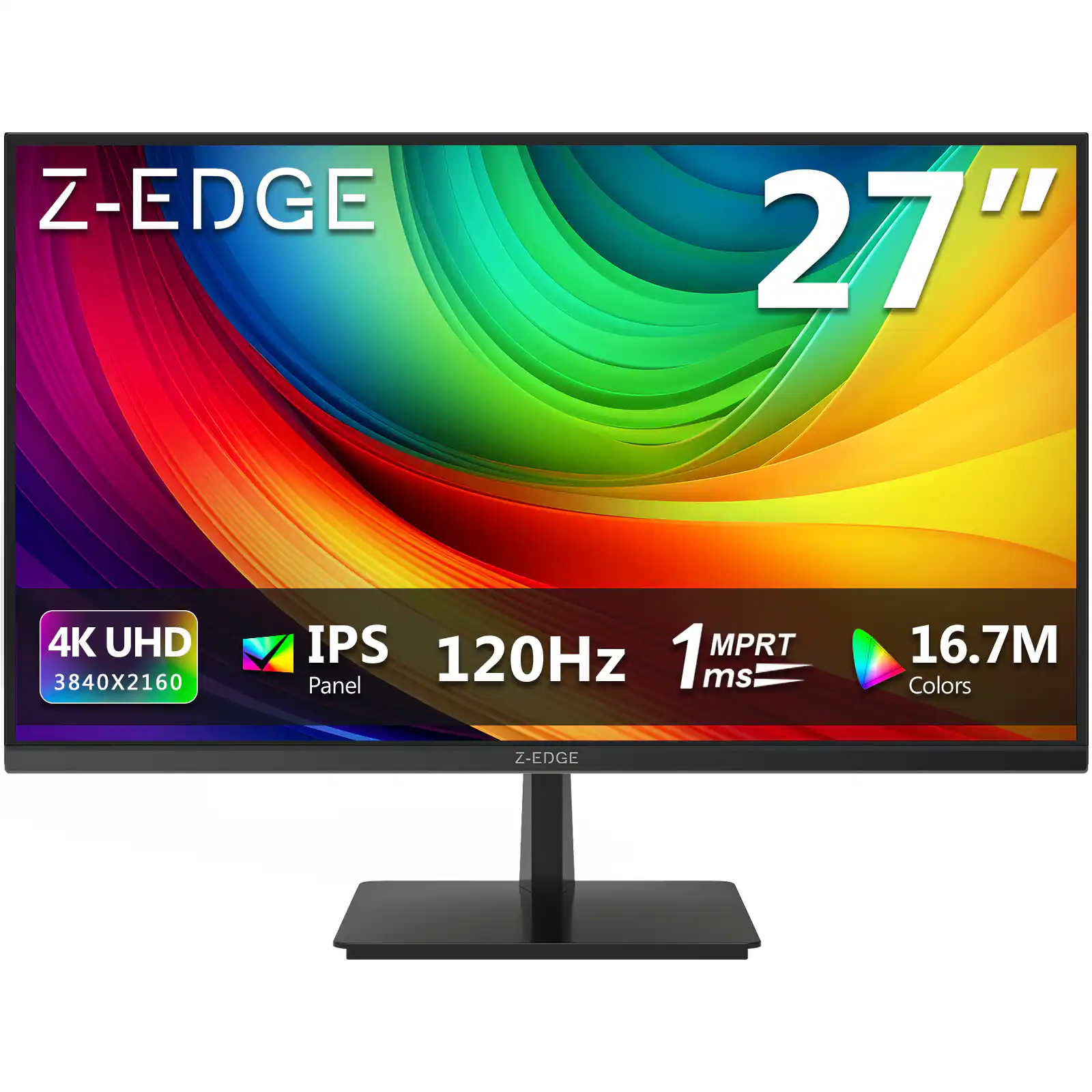 Z-Edge - S274K 27 inch 4K UHD 3840x2160 120Hz 1ms IPS Gaming Monitor, HDMI x2, DP x2 - Black