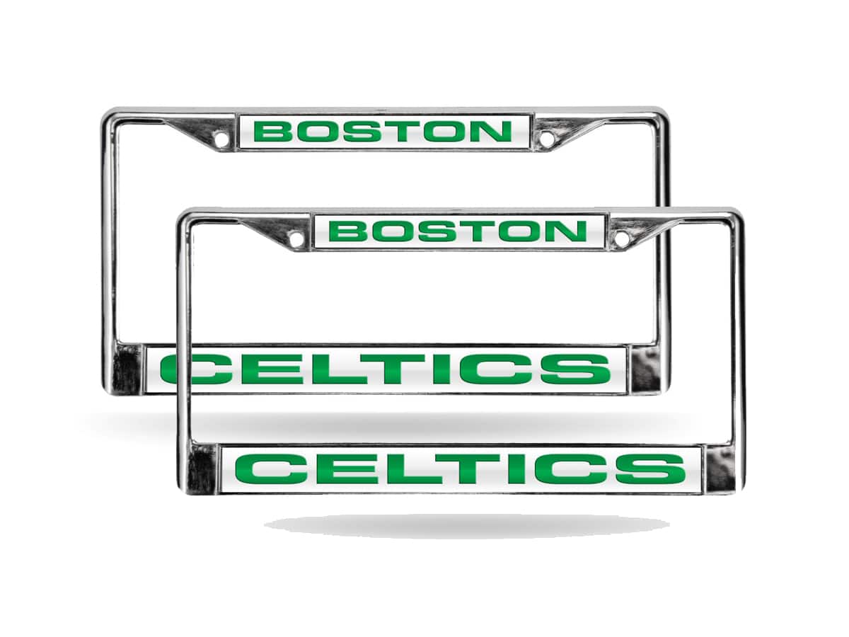 Rico Industries - Boston Celtics (Set of 2) Chrome Metal Laser Cut License Plate Frame - Multi