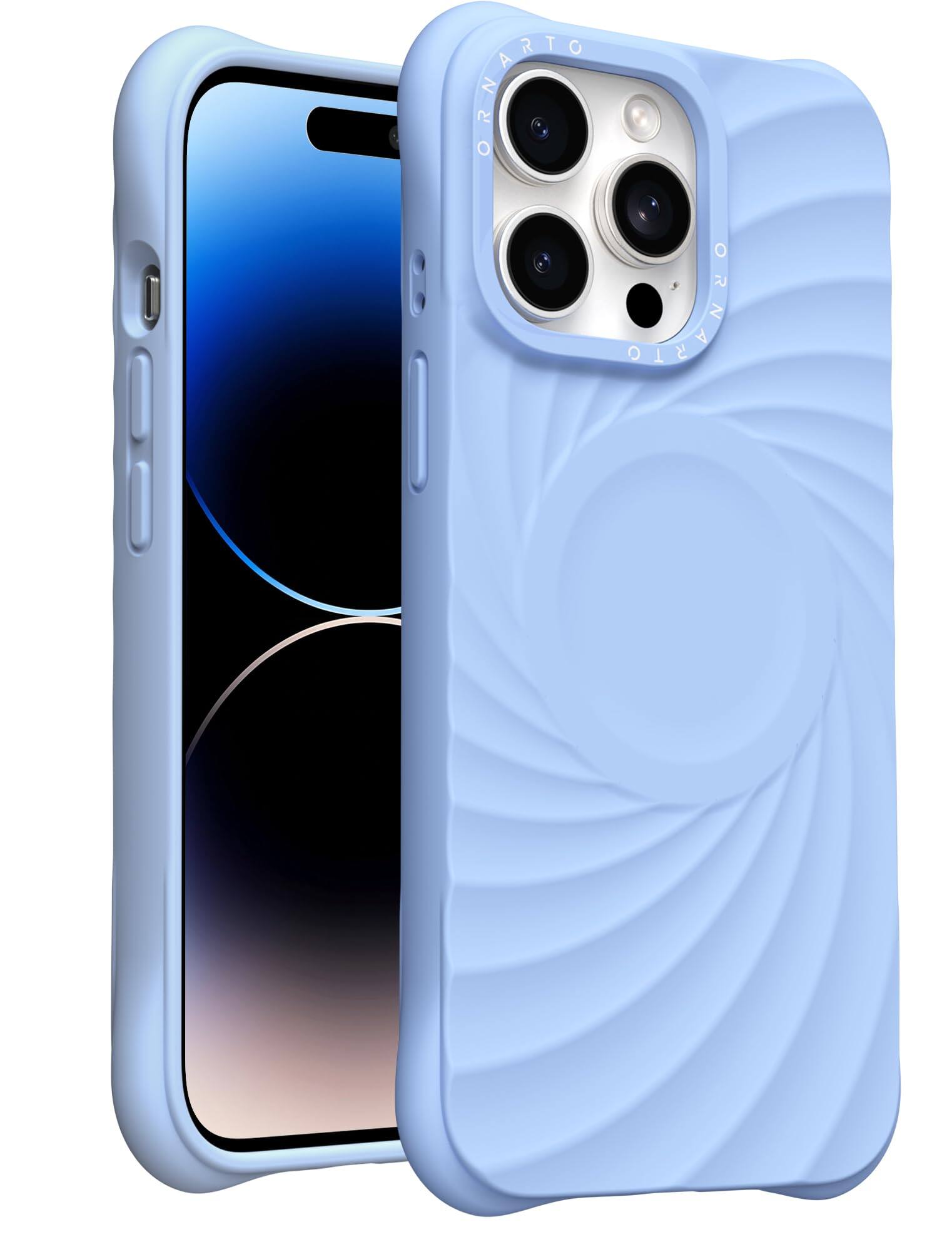 Ornarto - Vortuxe for iPhone 14 Pro Max Case 6.7",Compatible with MagSafe,Sleek Liquid Silicone Phone Cover - Sky Whisper