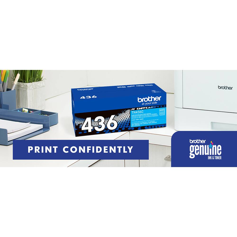 - S - - - - 436 brother at your side TN436C | I - - - - | | . - - - -   i - 436 . - - - - PRINT CONFIDENTLY brother brother genuine INK & TONER