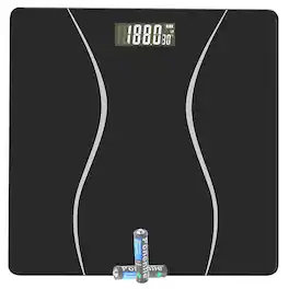 Core Tech - 400 lb Capacity Digital Bathroom Scale with LCD Display, Auto On/Off and Tempered Glass Platform - Black