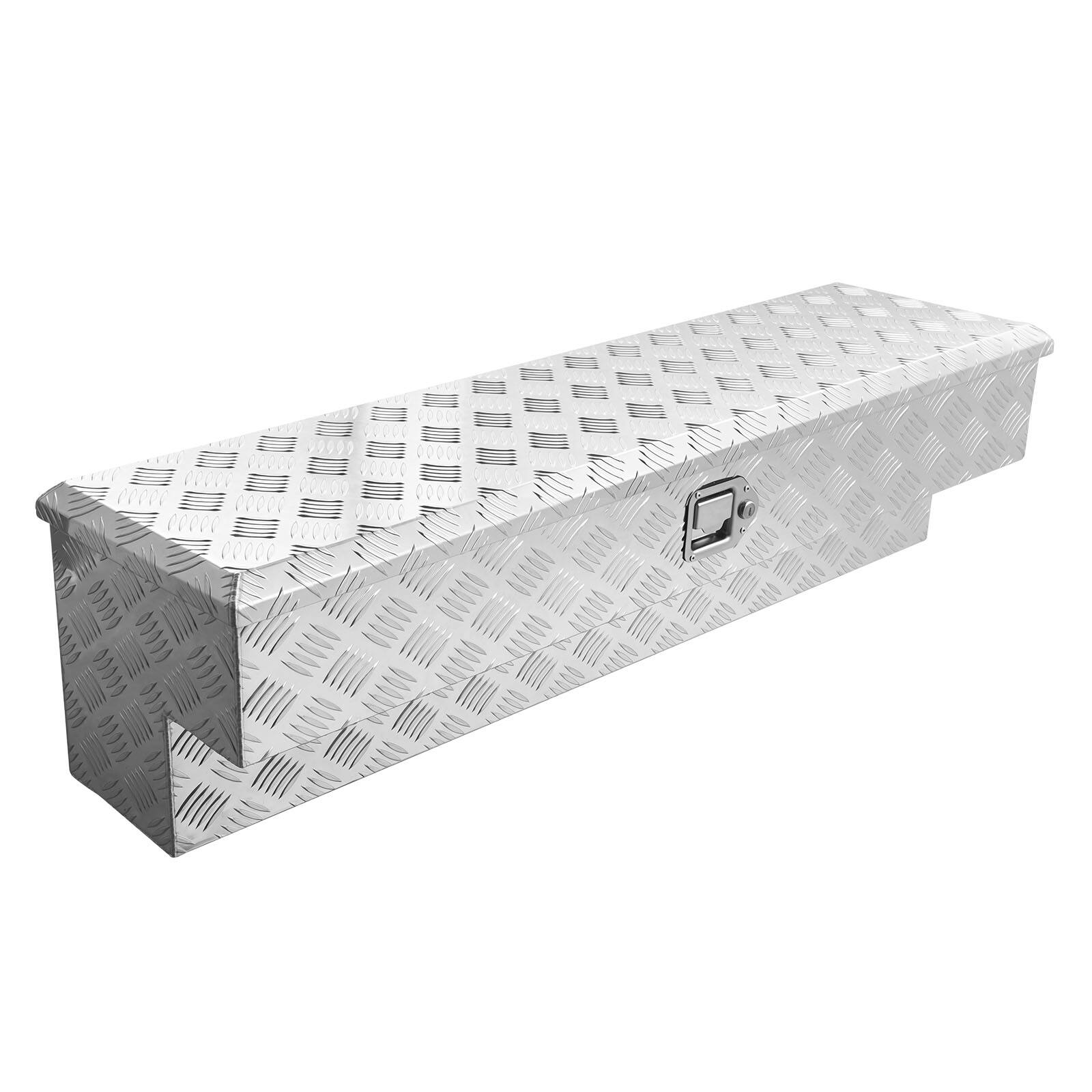 Alt View 5. VEVOR - Truck Bed Tool Box, Heavy Duty Aluminum Tool Box with Tread Patterns, Storage Toolbox Chest Organizer with Lock and Key - Silver.